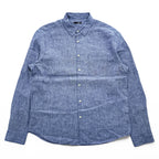 John Adams 100% Linen Blue Chambray Long Sleeve Roll-Tab Shirt Men's L 8704.850