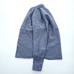 John Adams 100% Linen Blue Chambray Long Sleeve Roll-Tab Shirt Men's L 8704.850