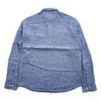 John Adams 100% Linen Blue Chambray Long Sleeve Roll-Tab Shirt Men's L 8704.850
