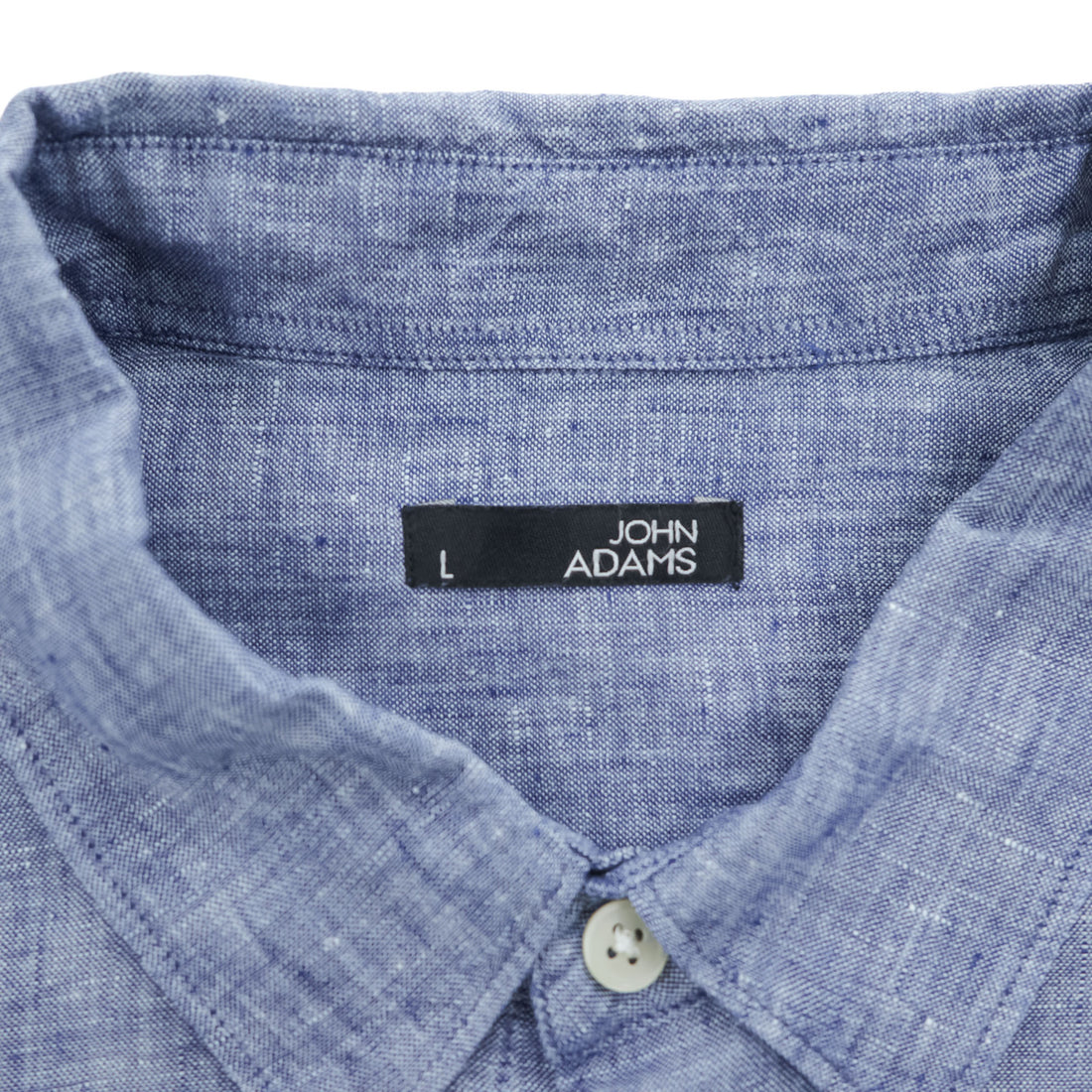 John Adams 100% Linen Blue Chambray Long Sleeve Roll-Tab Shirt Men's L 8704.850