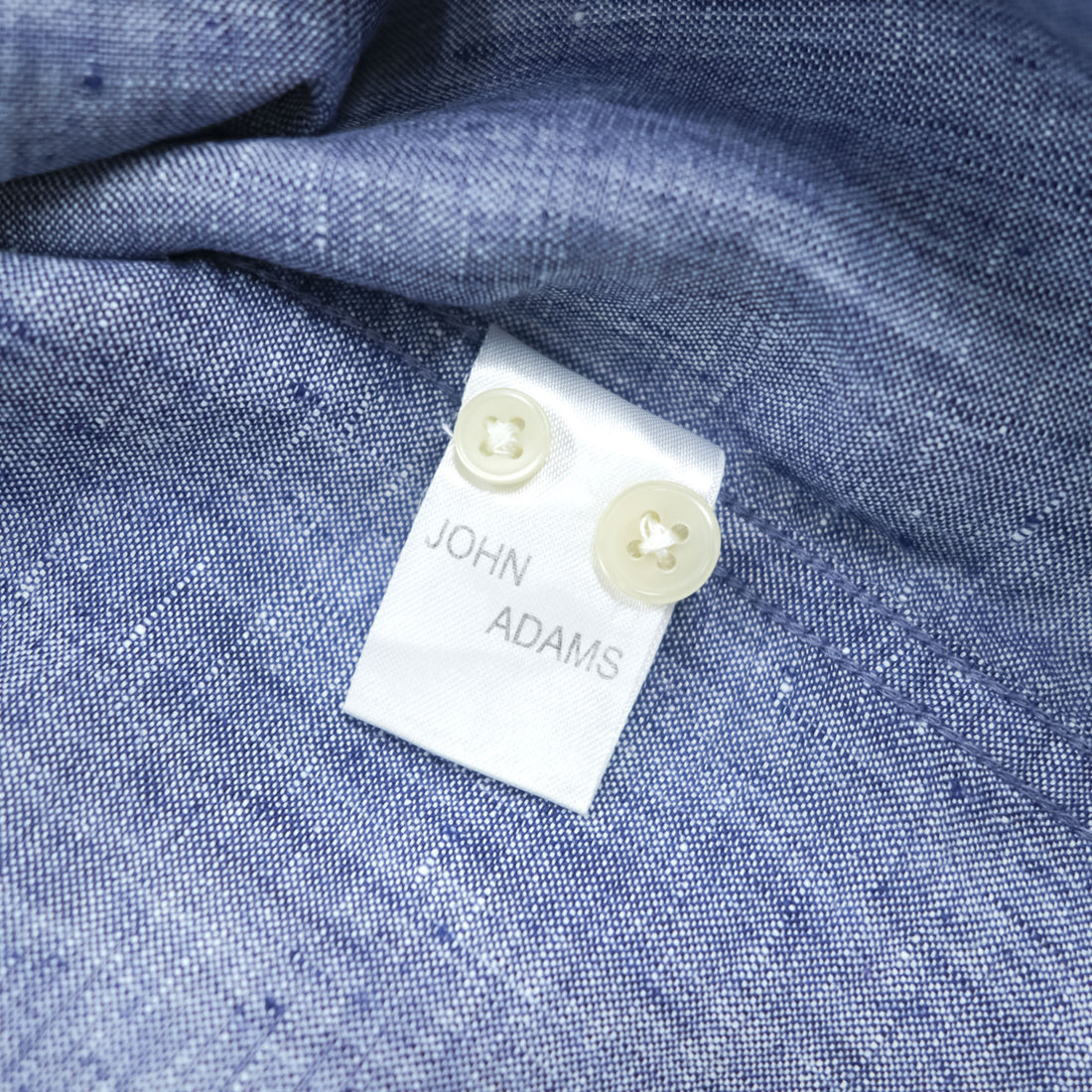 John Adams 100% Linen Blue Chambray Long Sleeve Roll-Tab Shirt Men's L 8704.850