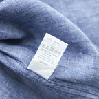 John Adams 100% Linen Blue Chambray Long Sleeve Roll-Tab Shirt Men's L 8704.850
