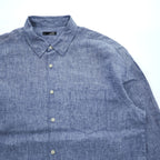 John Adams 100% Linen Blue Chambray Long Sleeve Roll-Tab Shirt Men's L 8704.850