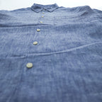 John Adams 100% Linen Blue Chambray Long Sleeve Roll-Tab Shirt Men's L 8704.850