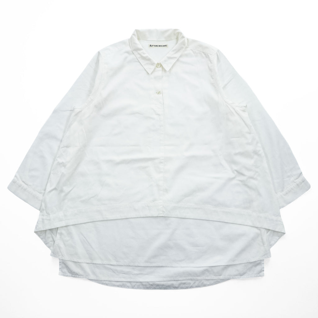 TIGRE BROCANTE Long Sleeve Fishtail Blouse White Free Made in Japan