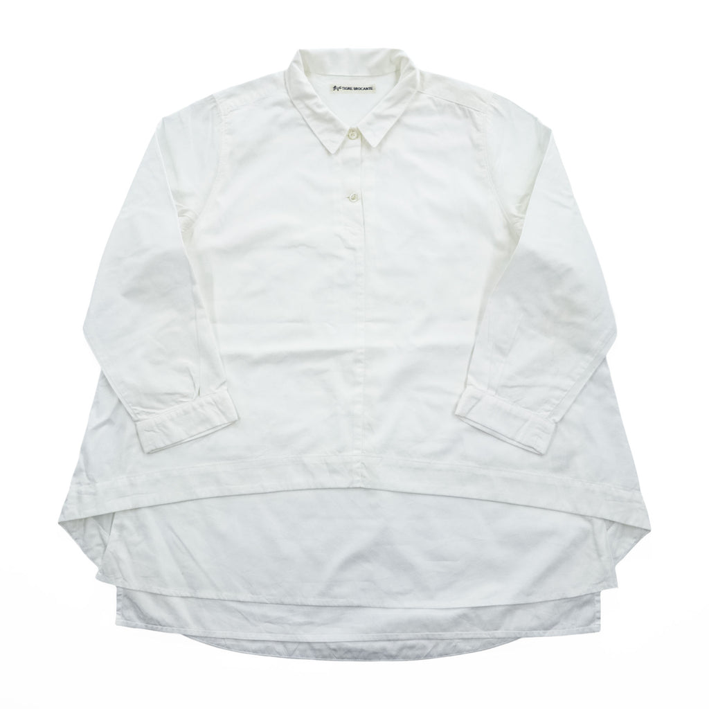 TIGRE BROCANTE Long Sleeve Fishtail Blouse White Free Made in Japan