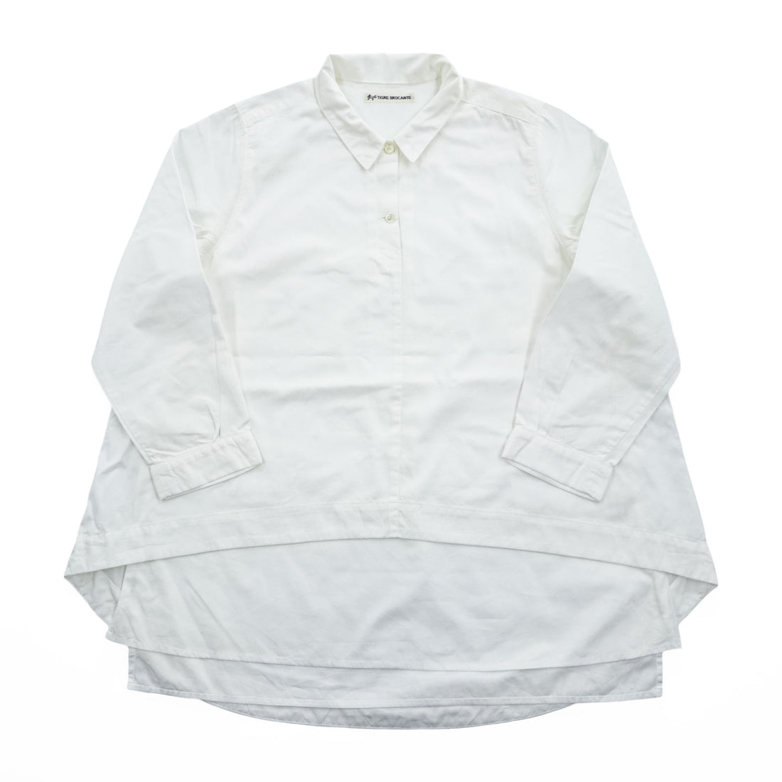 TIGRE BROCANTE Long Sleeve Fishtail Blouse White Free Made in Japan