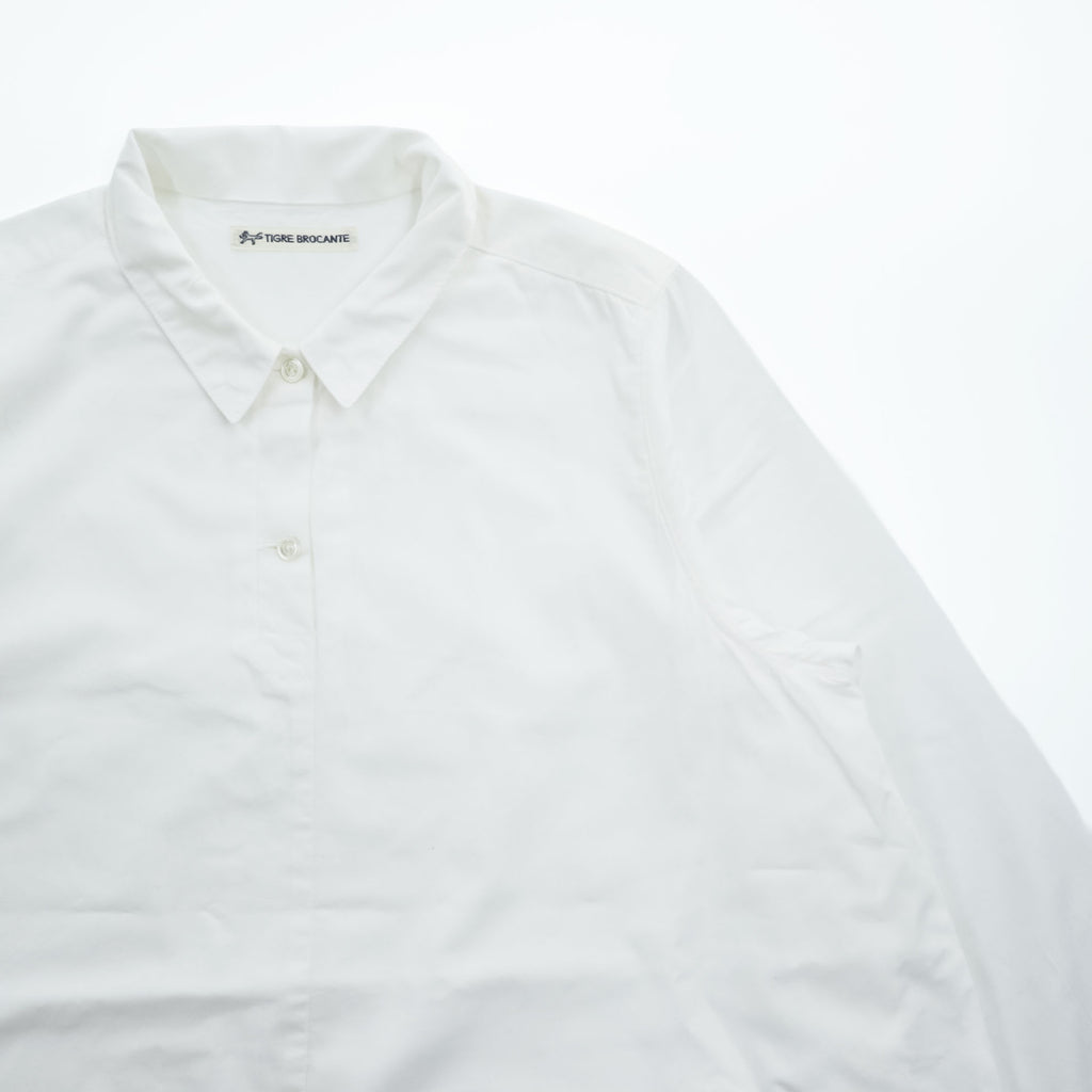 TIGRE BROCANTE Long Sleeve Fishtail Blouse White Free Made in Japan