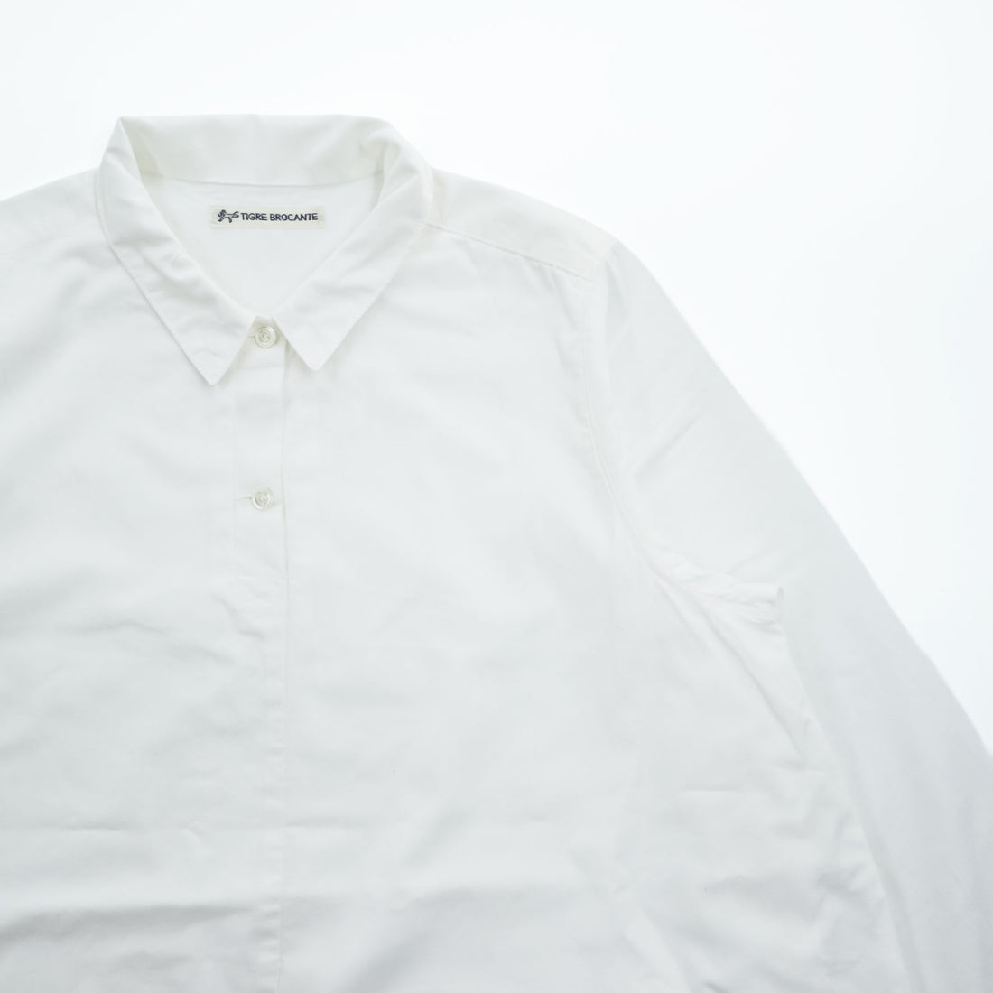 TIGRE BROCANTE Long Sleeve Fishtail Blouse White Free Made in Japan
