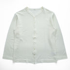 LE ( COMOLI / L'ECHOPPE ) 日本製 Vネック カーディガン M ホワイト ORGANIC PILE EL 25-070-053-8000-3-0