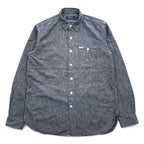 Polo Ralph Lauren Gray Black Chambray Work Shirt Cotton Pocket Tab Men's M