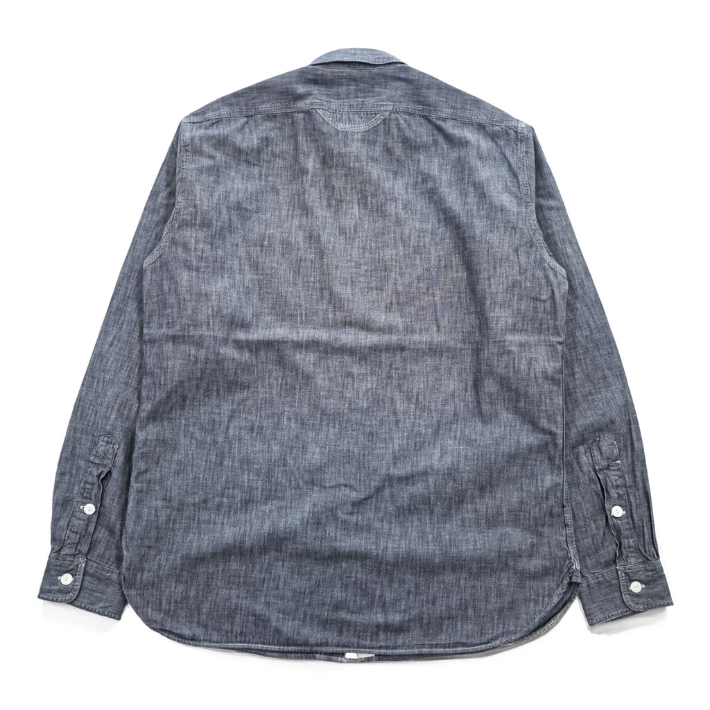 Polo Ralph Lauren Gray Black Chambray Work Shirt Cotton Pocket Tab Men's M