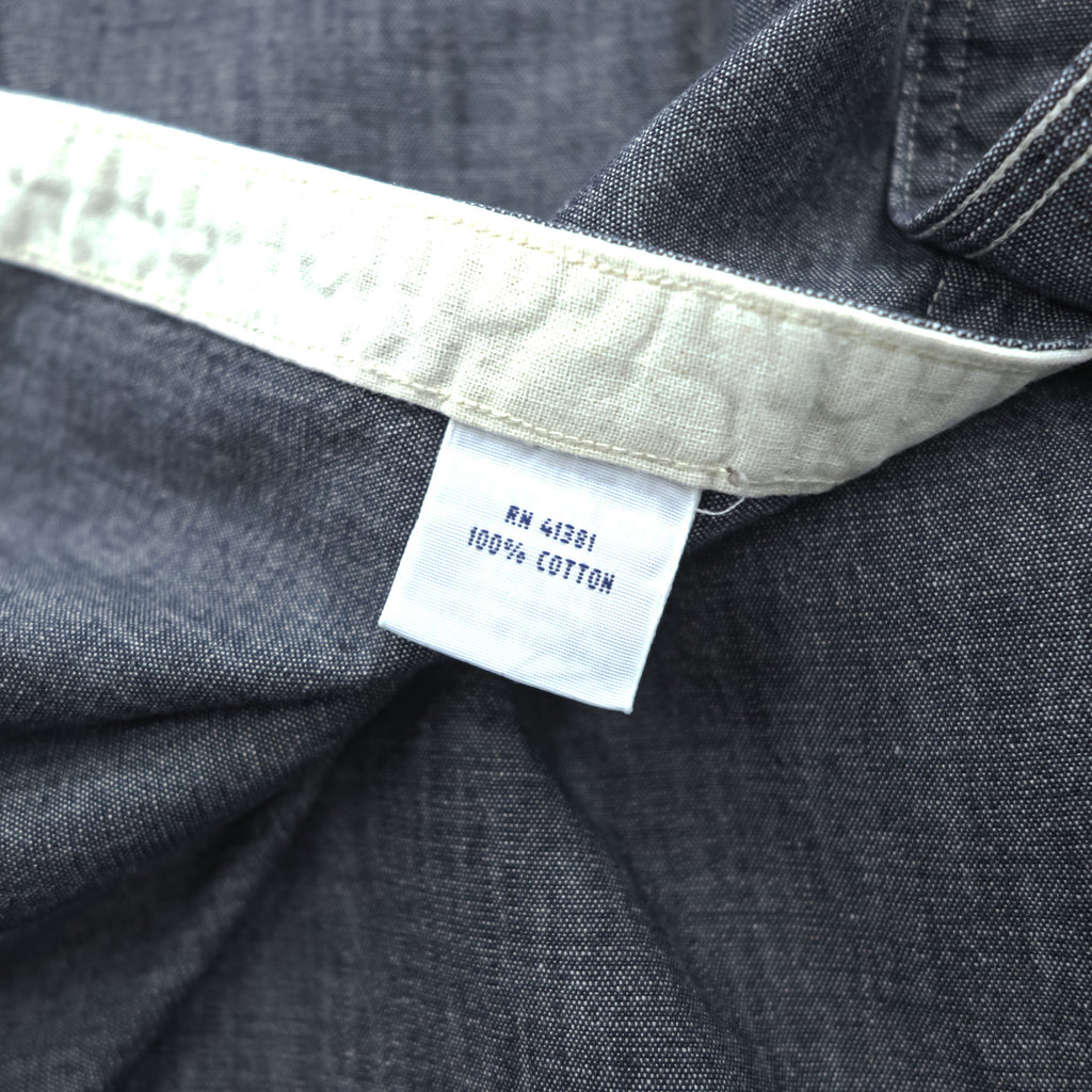 Polo Ralph Lauren Gray Black Chambray Work Shirt Cotton Pocket Tab Men's M