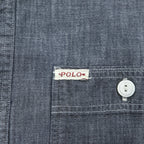 Polo Ralph Lauren Gray Black Chambray Work Shirt Cotton Pocket Tab Men's M