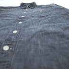 Polo Ralph Lauren Gray Black Chambray Work Shirt Cotton Pocket Tab Men's M