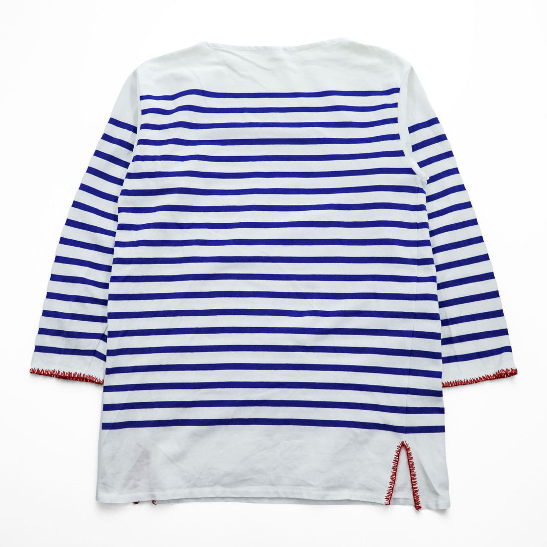 ORCIVAL France-Made Long-Sleeve T-Shirt, XL, White/Blue Striped, × JUPE BY JACKIE