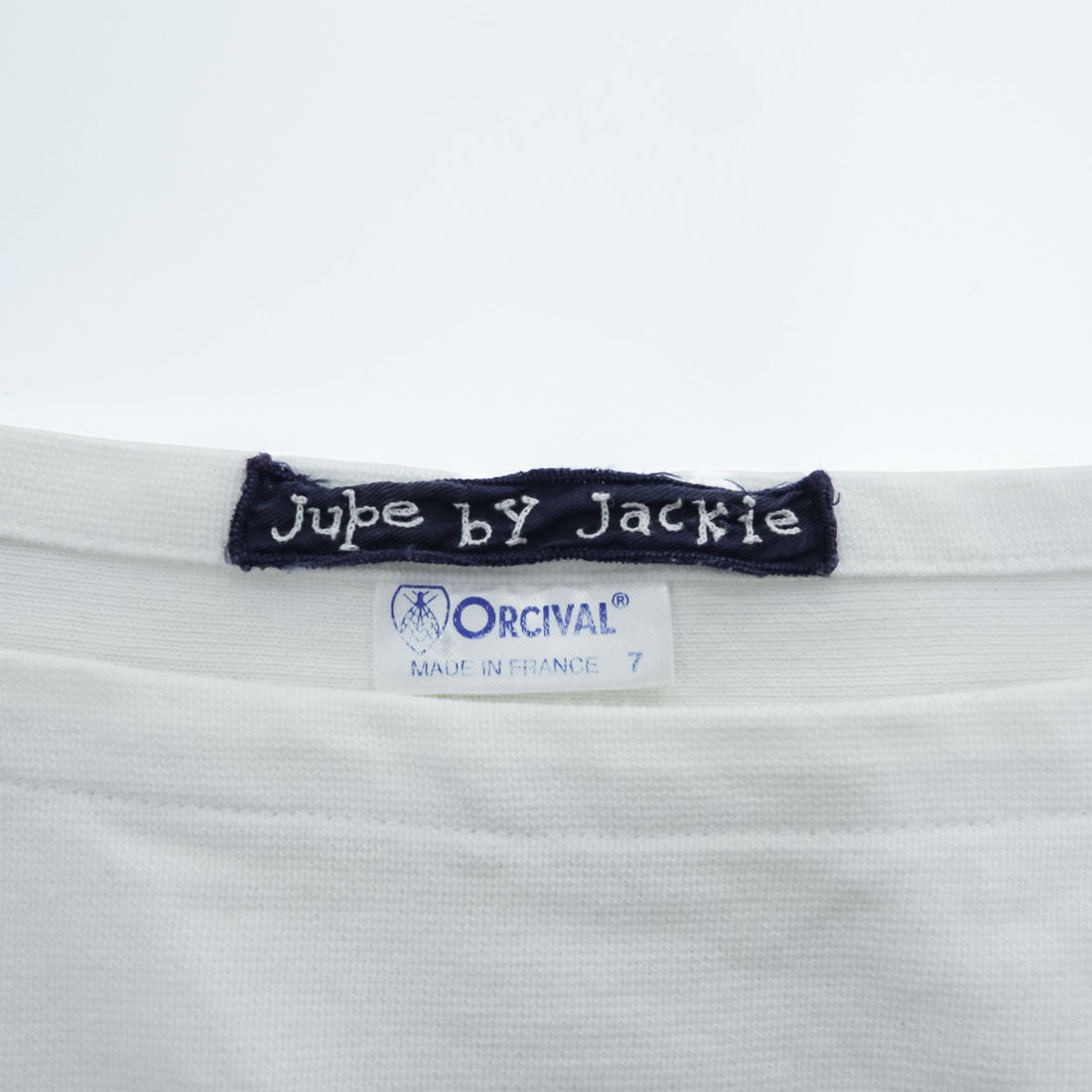 ORCIVAL France-Made Long-Sleeve T-Shirt, XL, White/Blue Striped, × JUPE BY JACKIE