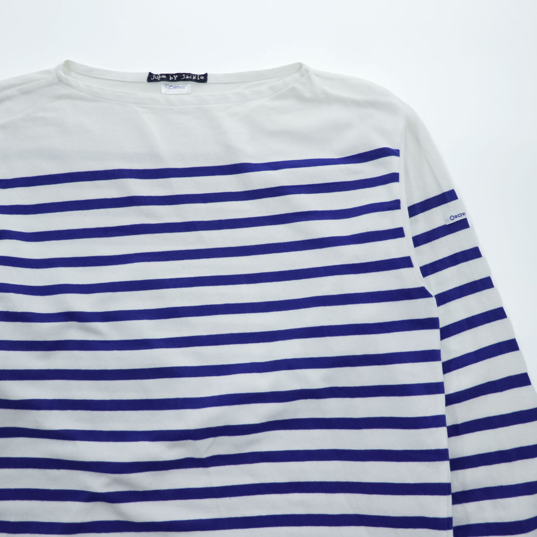 ORCIVAL France-Made Long-Sleeve T-Shirt, XL, White/Blue Striped, × JUPE BY JACKIE
