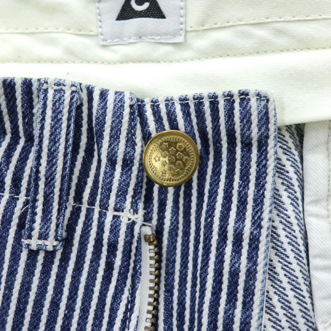 THE モンゴリアンチョップス 日本製 グラデュエーターPants 002 Hickory ボンスリ デニムパンツ ジーンズ M ブルー ストライプ