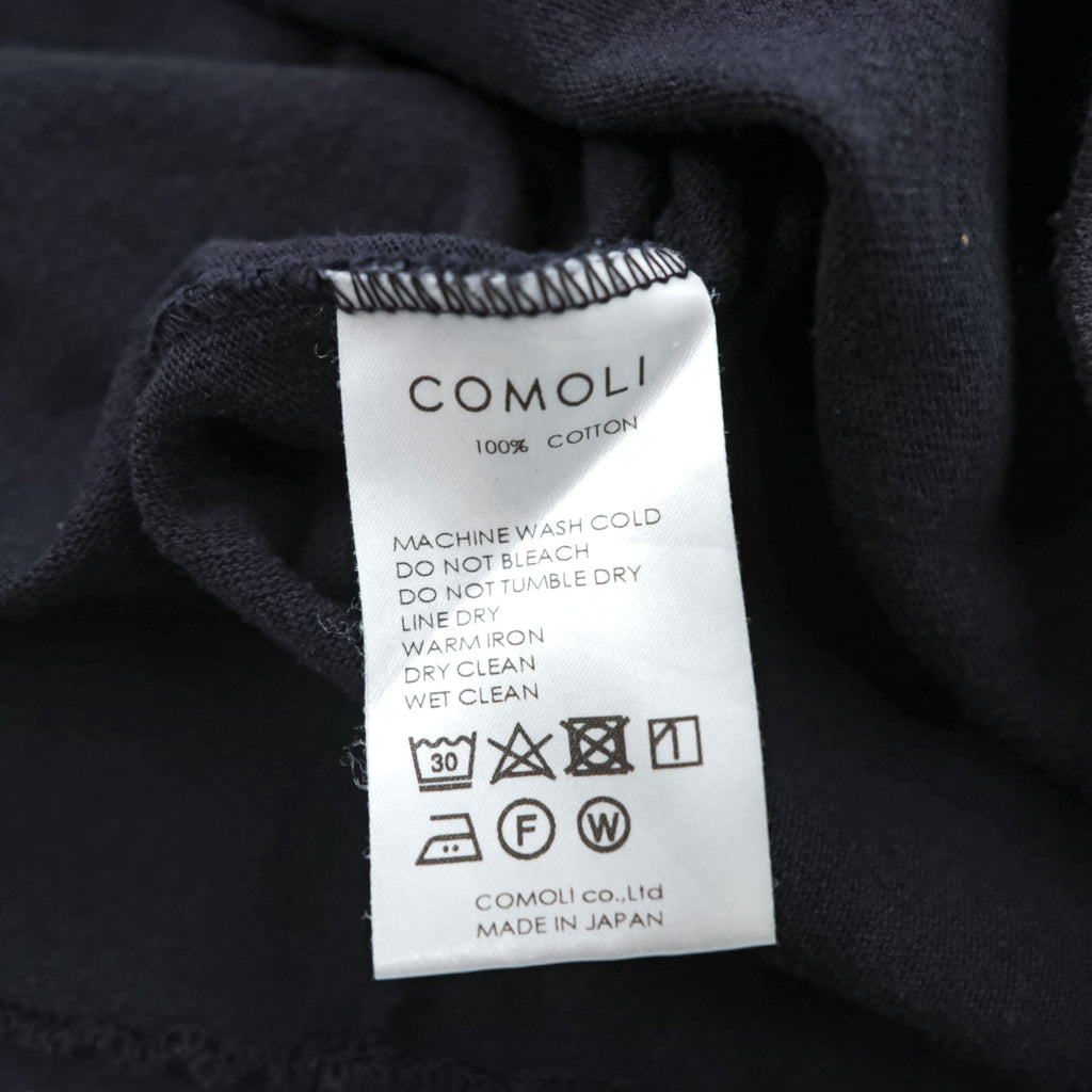 COMOLI 日本製 フットボール Tシャツ 9分袖 カットソー S ネイビー ワイド W03-05007