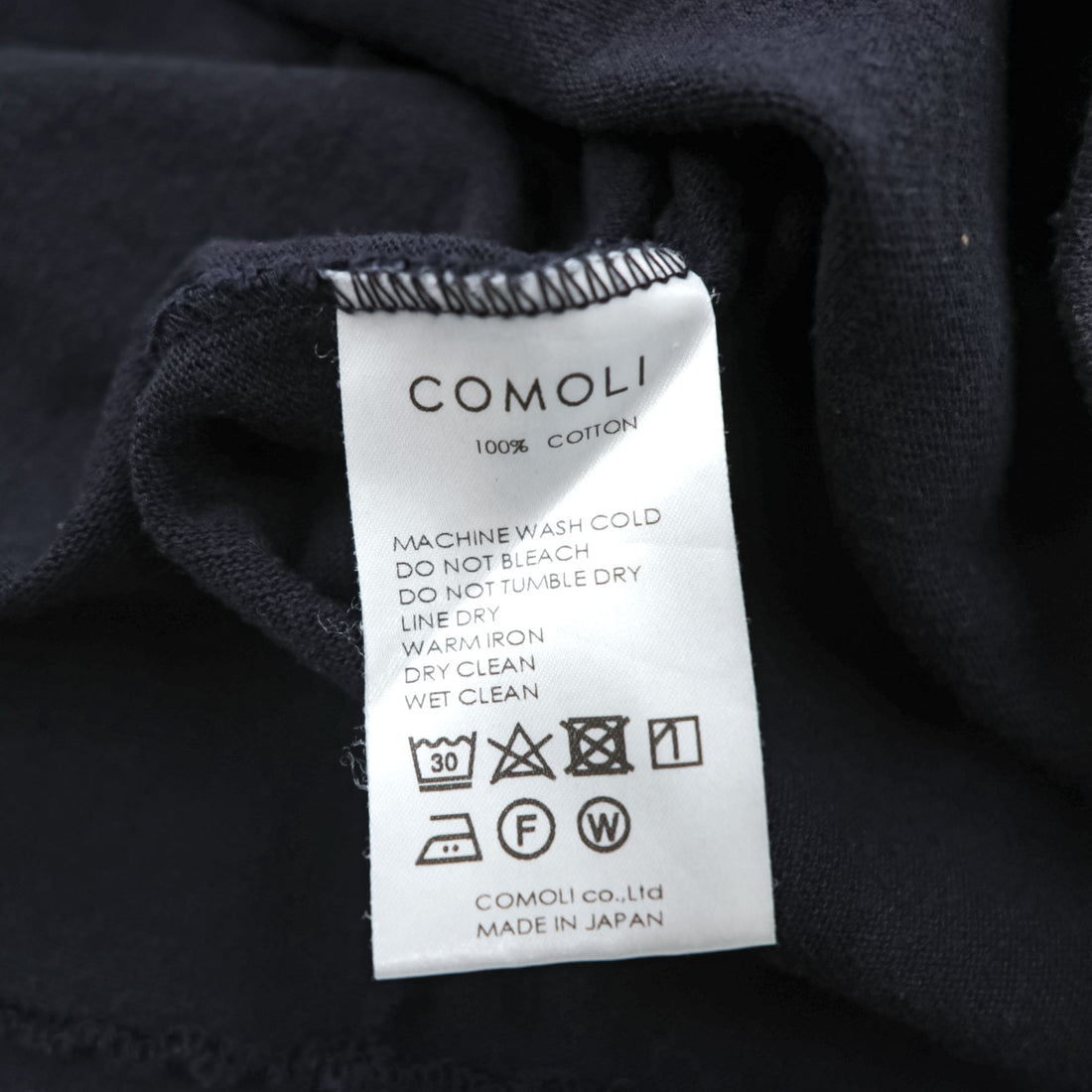 COMOLI 日本製 フットボール Tシャツ 9分袖 カットソー S ネイビー ワイド W03-05007