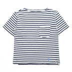 ORCIVAL 日本製 Tシャツ M ホワイト, ネイビー ボーダー COTTON LOURD BORDER POCKET TEE ユニセックス RC-9038