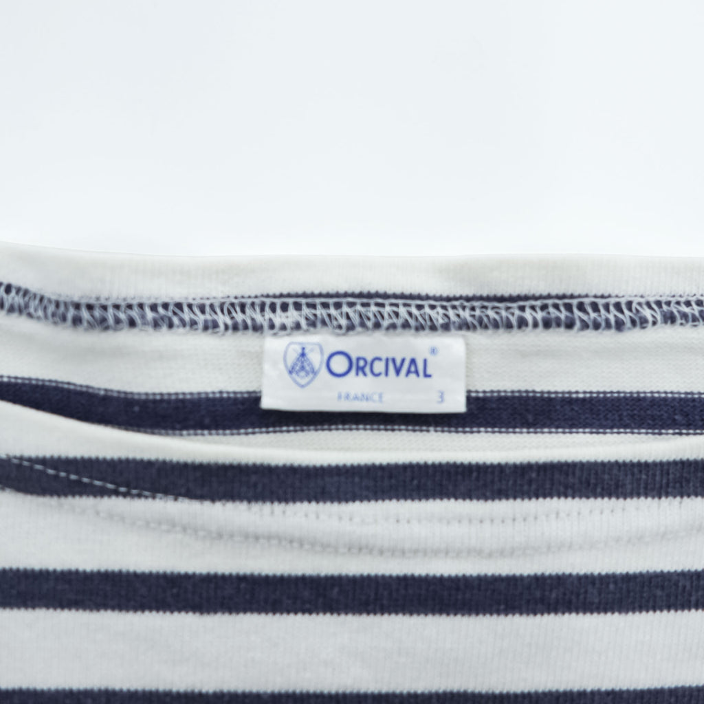 ORCIVAL 日本製 Tシャツ M ホワイト, ネイビー ボーダー COTTON LOURD BORDER POCKET TEE ユニセックス RC-9038