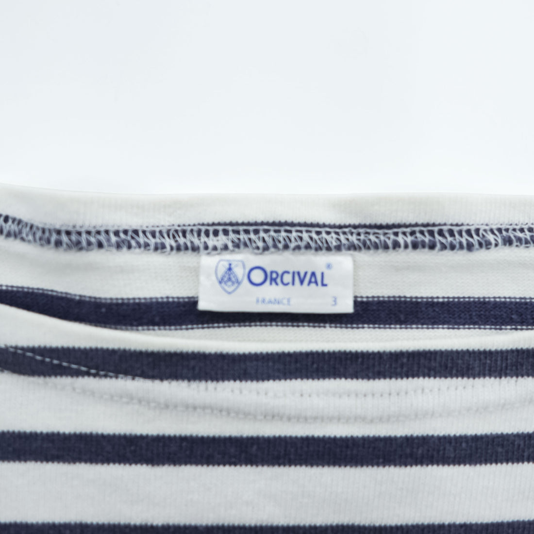ORCIVAL 日本製 Tシャツ M ホワイト, ネイビー ボーダー COTTON LOURD BORDER POCKET TEE ユニセックス RC-9038