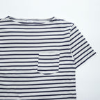 ORCIVAL 日本製 Tシャツ M ホワイト, ネイビー ボーダー COTTON LOURD BORDER POCKET TEE ユニセックス RC-9038
