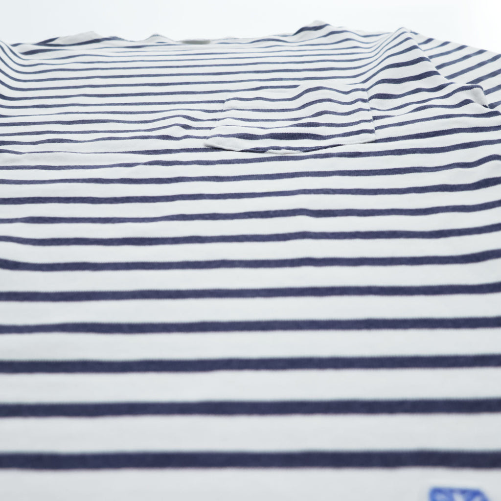 ORCIVAL 日本製 Tシャツ M ホワイト, ネイビー ボーダー COTTON LOURD BORDER POCKET TEE ユニセックス RC-9038