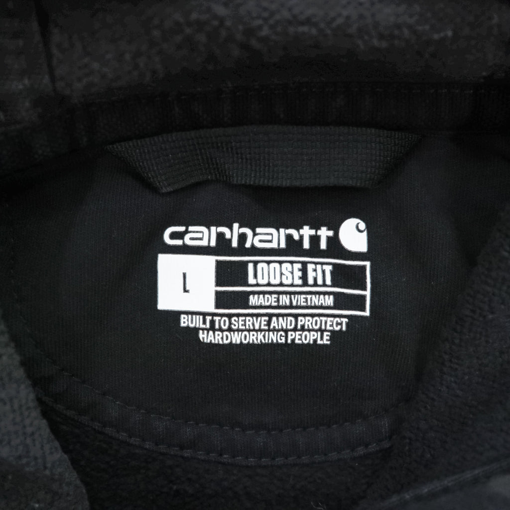 carhartt 袖ロゴ プルオーバー パーカー L ブラック プリント LOOSE FIT カンガルーポケット TS0288-M