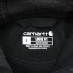 carhartt 袖ロゴ プルオーバー パーカー L ブラック プリント LOOSE FIT カンガルーポケット TS0288-M
