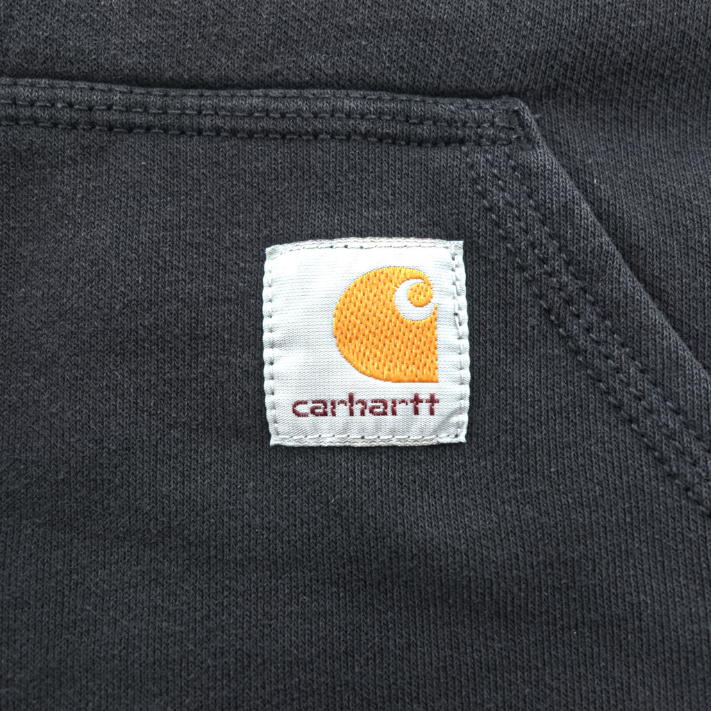 carhartt 袖ロゴ プルオーバー パーカー L ブラック プリント LOOSE FIT カンガルーポケット TS0288-M
