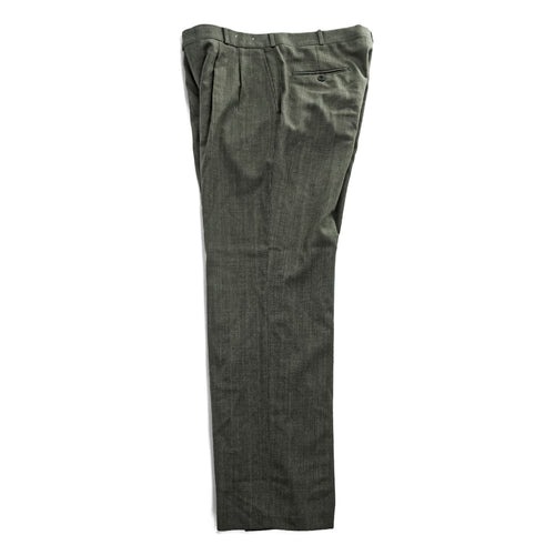 80年代 USA製 ヴィンテージ Huntington 2タック スラックス パンツ L ブラウン プリーツ グレンチェック サスペンダーボタン