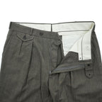 80年代 USA製 ヴィンテージ Huntington 2タック スラックス パンツ L ブラウン プリーツ グレンチェック サスペンダーボタン