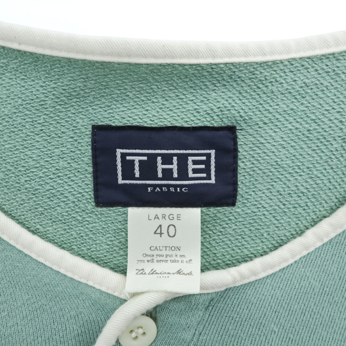 THE FABRIC ( THE UNION ) 日本製 ヘンリーネック スウェット トレーナー L ミントグリーン パイピング TF00404