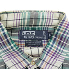 Polo Ralph Lauren 90年代 ヴィンテージ 長袖 チェックシャツ L ベージュ マルチカラー LOWELL SPORT スモールポニー ロゴ 刺繍