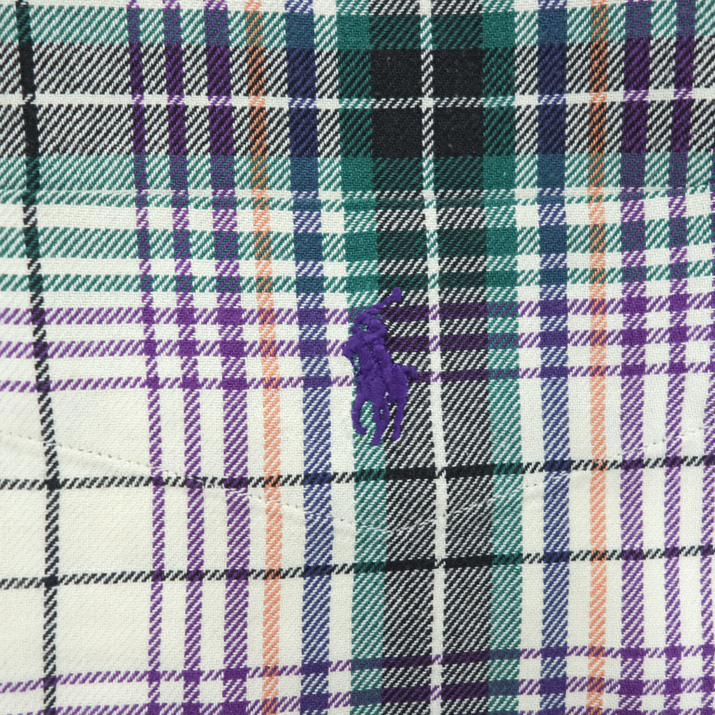 Polo Ralph Lauren 90年代 ヴィンテージ 長袖 チェックシャツ L ベージュ マルチカラー LOWELL SPORT スモールポニー ロゴ 刺繍