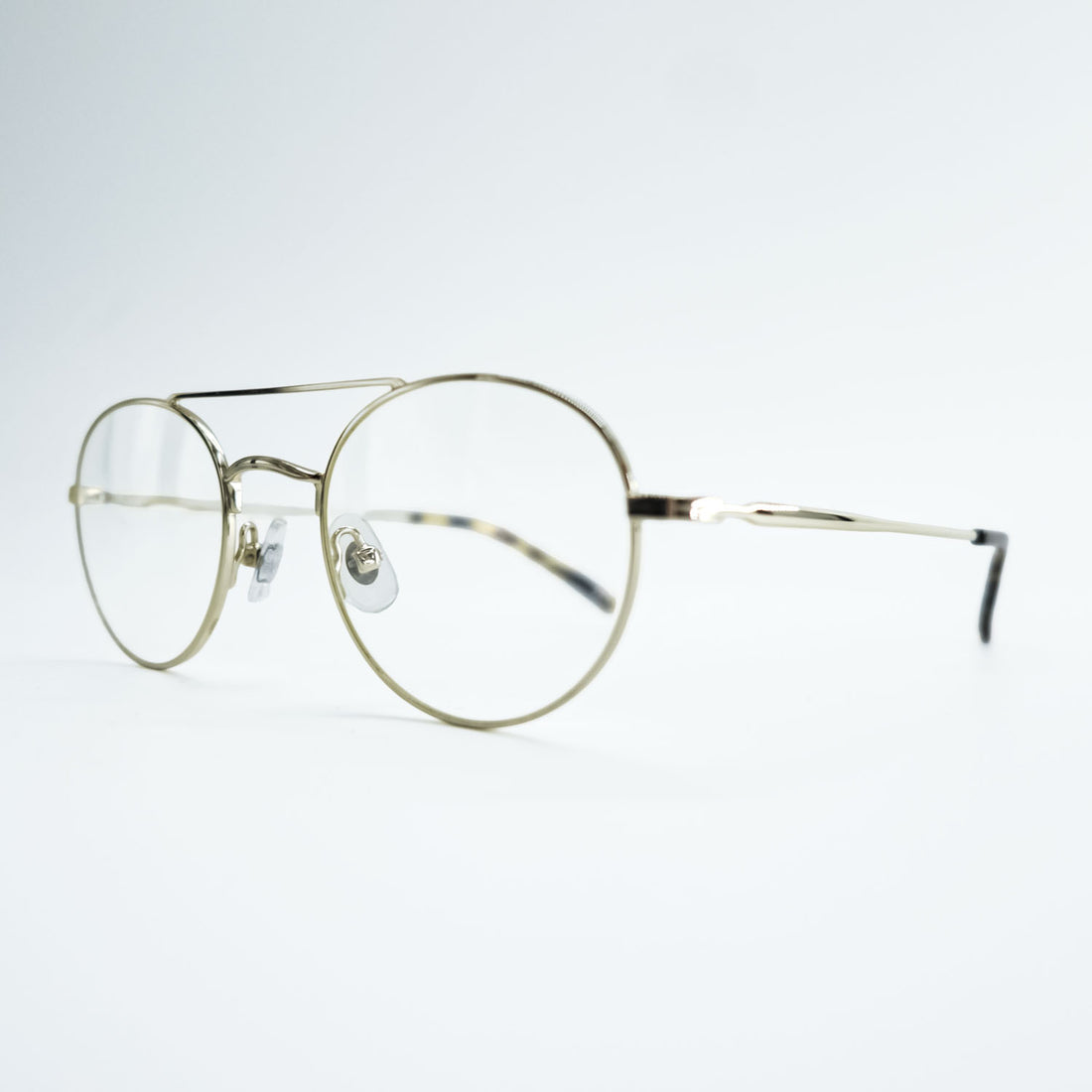 NEW.  ダブルブリッジ ラウンドメタル メガネ MAYBECK ボストン ゴールド NEWMAN 46_22-145-C2