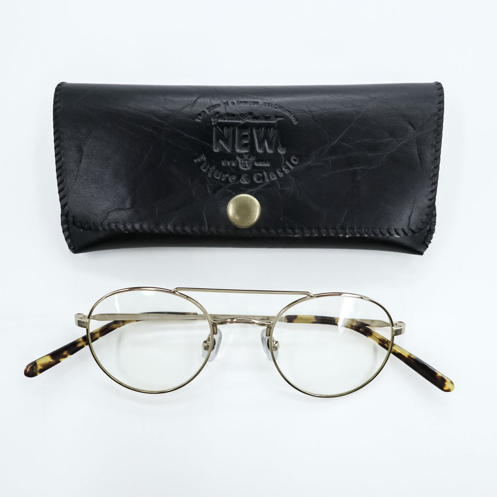 NEW.  ダブルブリッジ ラウンドメタル メガネ MAYBECK ボストン ゴールド NEWMAN 46_22-145-C2