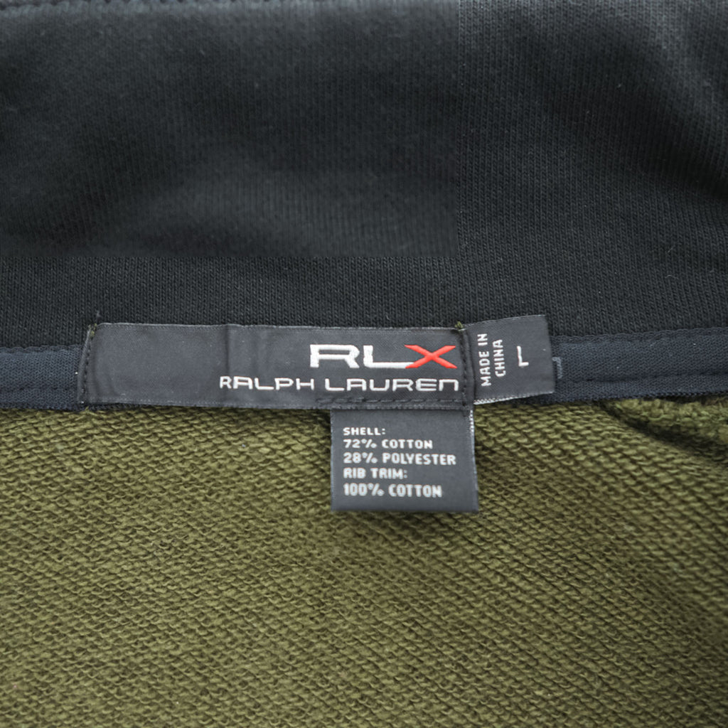 RLX Ralph Lauren ハーフジップ スウェット トレーナー L カーキ グリーン 胸ポケット