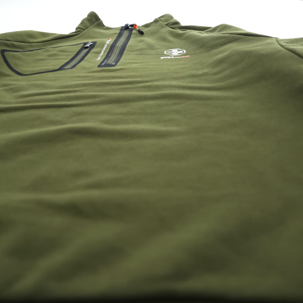RLX Ralph Lauren ハーフジップ スウェット トレーナー L カーキ グリーン 胸ポケット