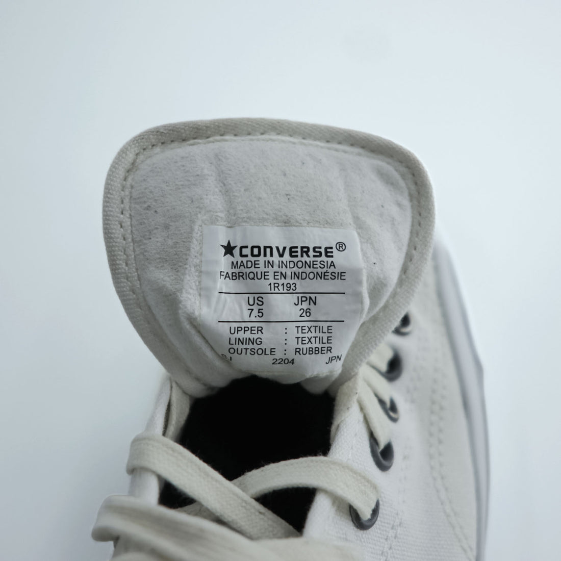 CONVERSE ジャックパーセル JACK PURCELL スニーカー 26cm ホワイト キャンバス 1R193