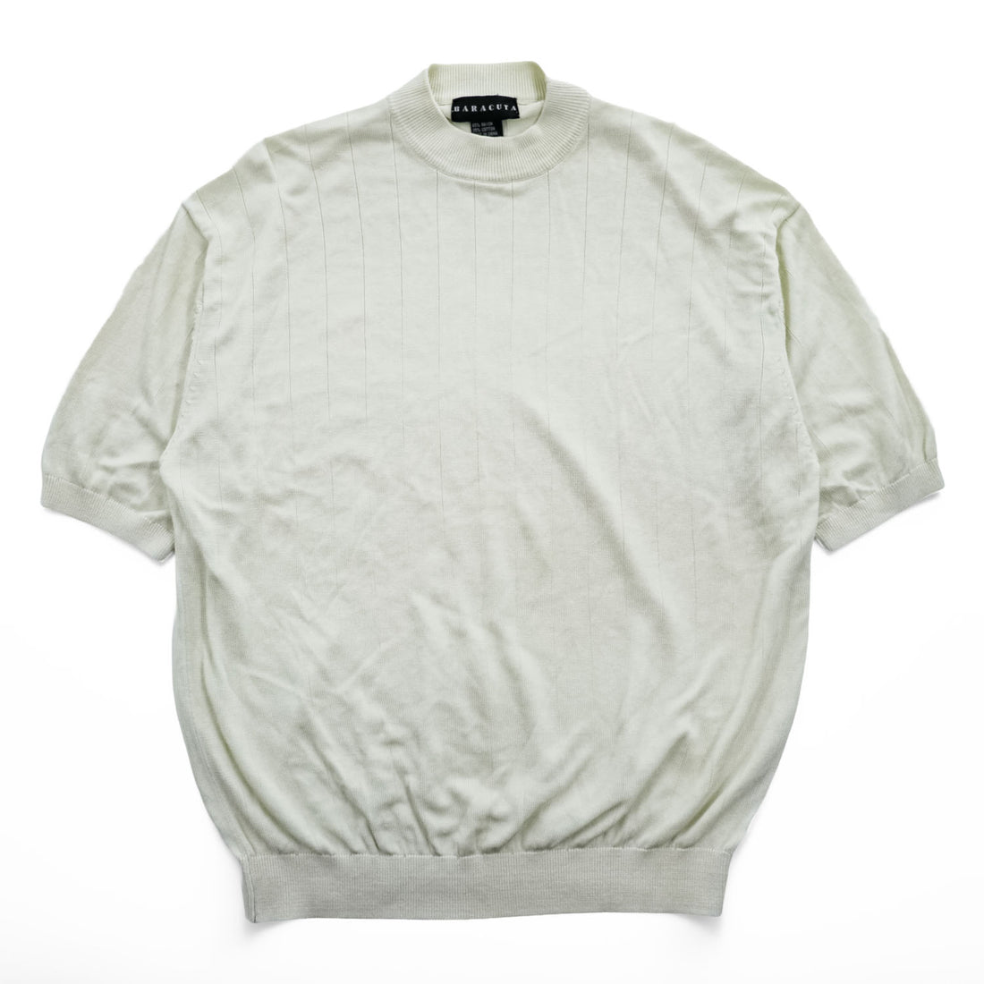 BARACUTA 90年代 ヴィンテージ 半袖 モックネック ニット セーター XL ホワイト