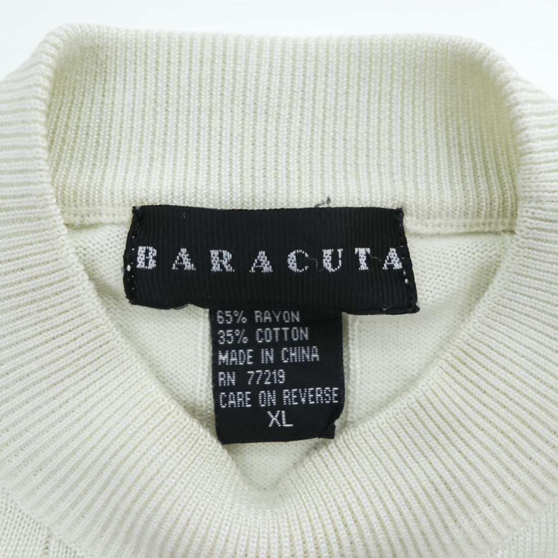 BARACUTA 90年代 ヴィンテージ 半袖 モックネック ニット セーター XL ホワイト