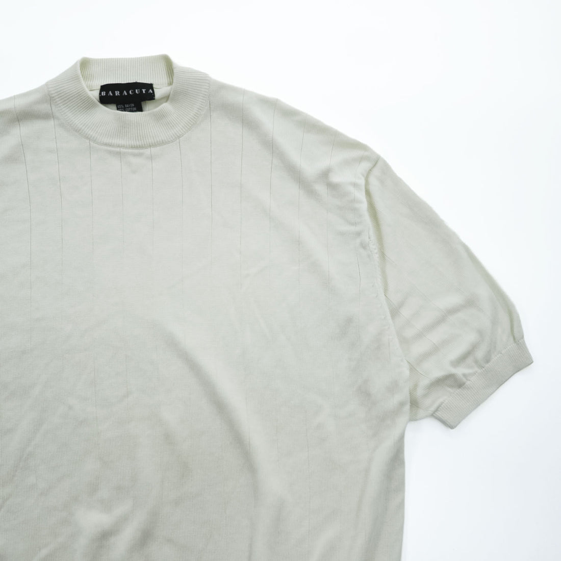 BARACUTA 90年代 ヴィンテージ 半袖 モックネック ニット セーター XL ホワイト