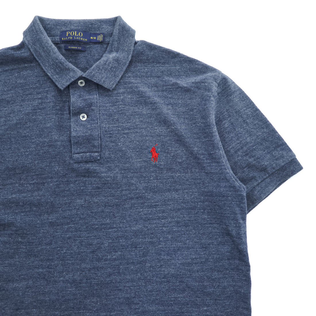 Polo Ralph Lauren クラシックフィット 半袖 ポロシャツ M ブルー ポニー 刺繍 CLASSIC FIT 鹿の子