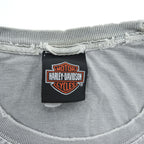 HARLEY DAVIDSON ピグメント染め ダメージ加工 ポケット Tシャツ XL グレー フェード