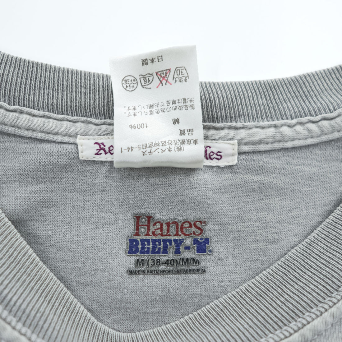 Rebuild by Needles 日本製 リメイク 長袖 ロングスリーブ Tシャツ ロンT M グレー Hanes 再構築