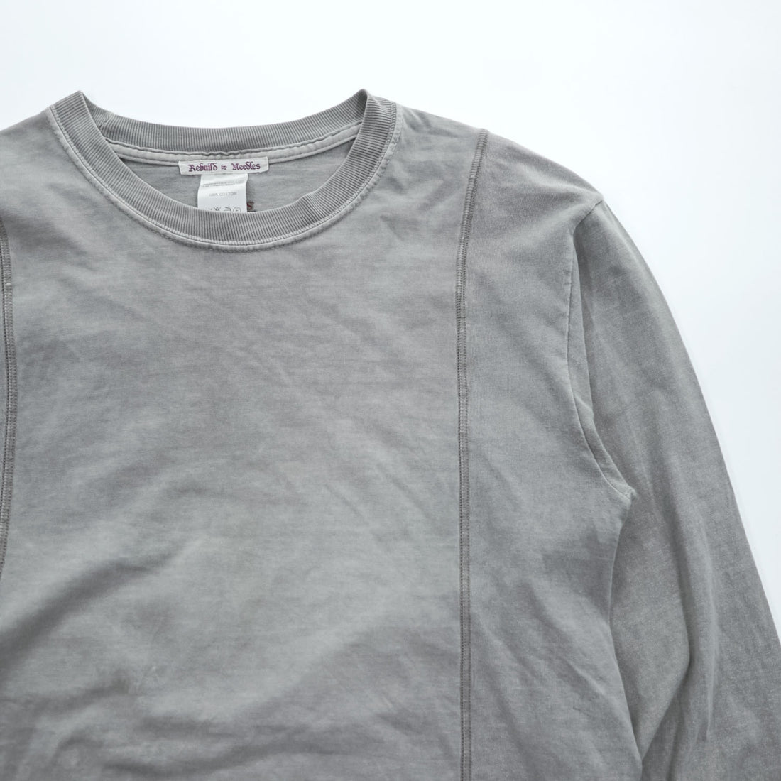 Rebuild by Needles 日本製 リメイク 長袖 ロングスリーブ Tシャツ ロンT M グレー Hanes 再構築